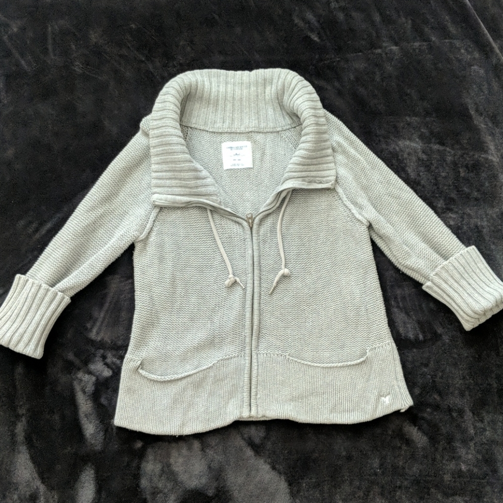 American Eagle Zip Up Collared Cardigan